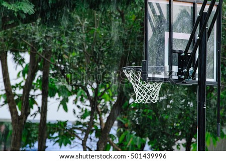 raining in basketball field