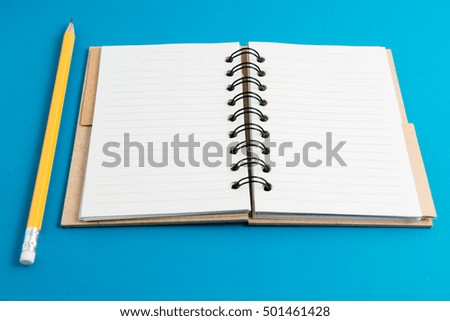 Creative header design mockup set of workspace desk with pencil and notebook with copy space background