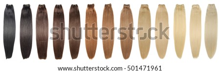 straight remy multicolor human hair bundles collection hair extensions weave wigs Royalty-Free Stock Photo #501471961