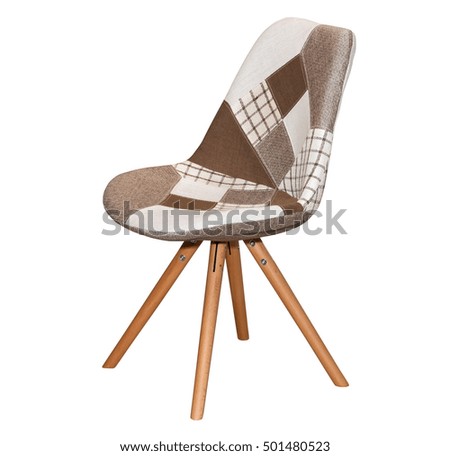 Modern textile chair in colorful pattern isolated