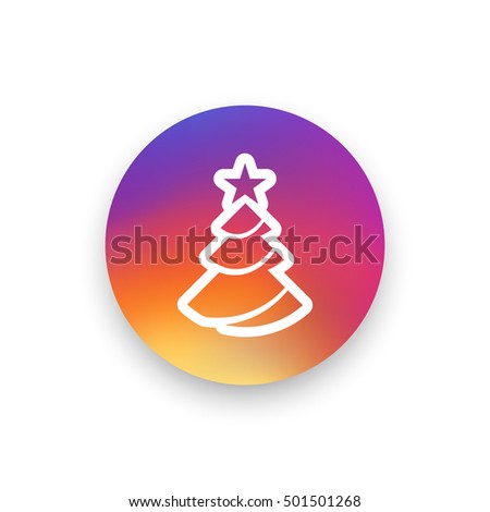 Christmas tree vector, clip art. Also useful as logo, circle app icon, web element, symbol, graphic image, silhouette and illustration.
