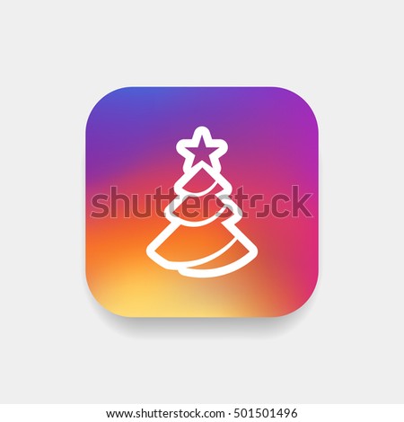 Christmas tree vector, clip art. Also useful as logo, square app icon, web element, symbol, graphic image, silhouette and illustration.