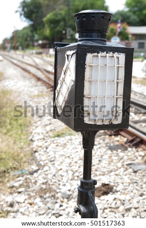 old lamp pole in railway station