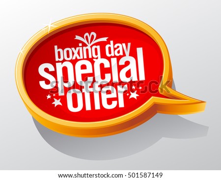 Boxing day special offer, golden sale speech bubble symbol concept