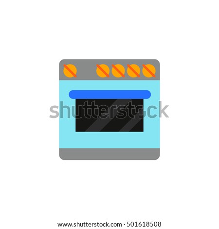 Vector illustration of isolated colored plates image on a white background in flat style. Icon kitchen equipment. Subject of cooking, baking. For the interior. Fashionable design. Cook food. Gas-stove