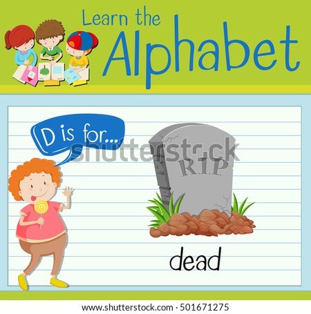 Flashcard letter D is for dead illustration