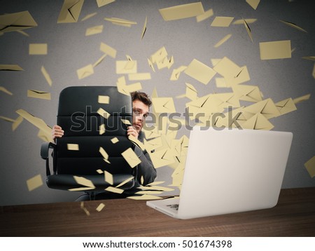 Scared by too many email Royalty-Free Stock Photo #501674398