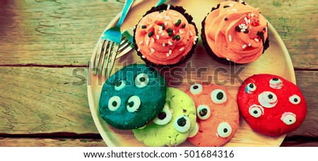 Colorful cookies for halloween party.