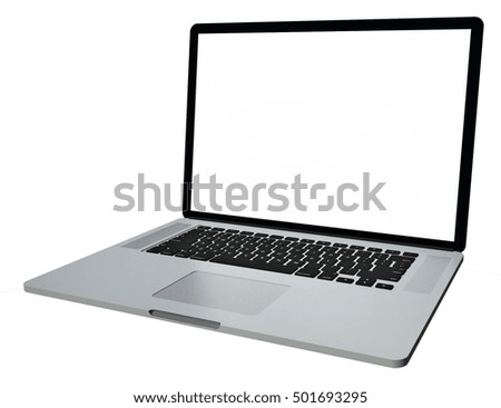 3d laptop isolated on white background. 3d rendering
