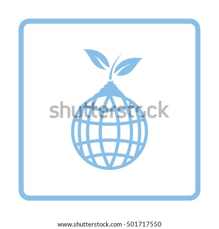 Planet sprout icon. Blue frame design. Vector illustration.