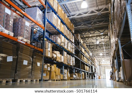 Interior of a modern warehouse Royalty-Free Stock Photo #501766114