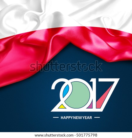 creative colorful typography on blue background Poland flag