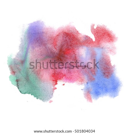 abstract red blue green watercolor splash. Watercolor drop isolated blot for your design