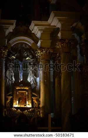 Dominican church indoor decorations. Ukraine. Lviv