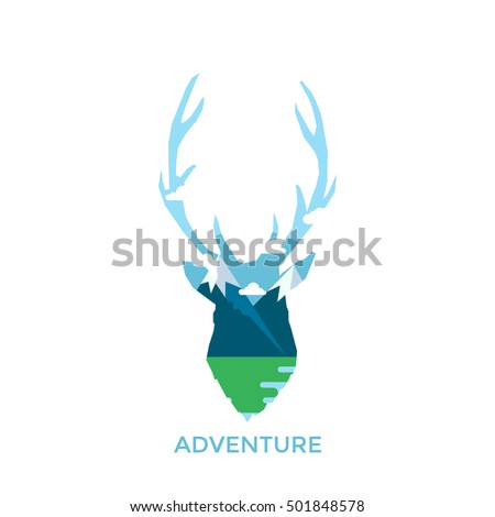 Deer Silhouette isolated on white background. Vector illustration