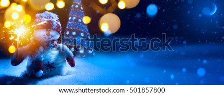 Christmas background with Christmas tree and holidays ornament on blue background