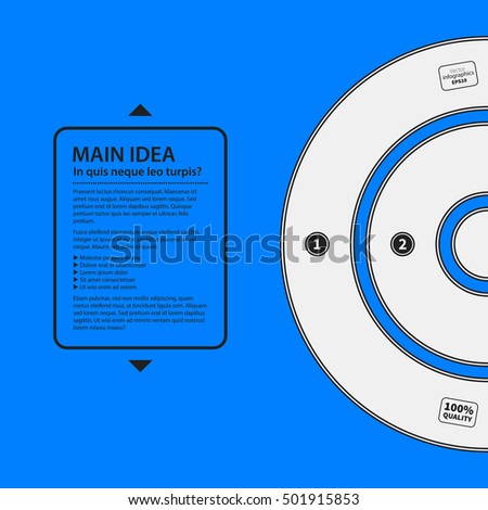 Corporate design template on blue background. Black and white colors. Useful for advertising, presentations and web design.