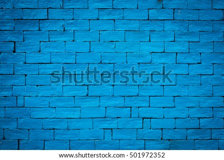 Detailed old blue brick wall background texture
