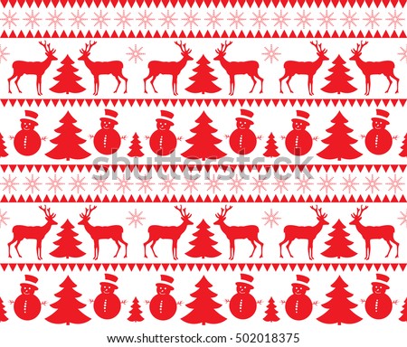 Christmas seamless pattern, card - Scandinavian sweater style.  Design for textile, wallpaper, web, fabric, decor etc.