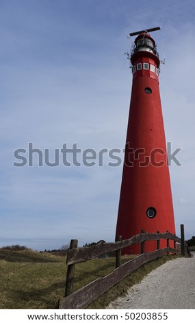Landscape with red lighthouse