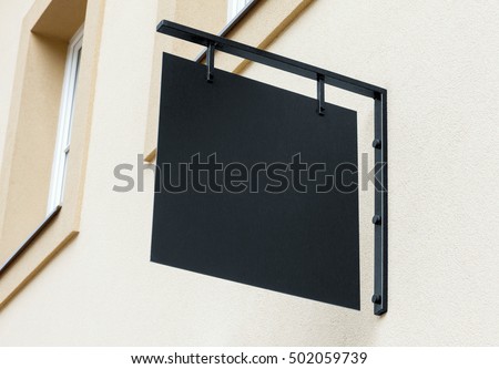 Black empty outdoor signage mockup to add company logo 