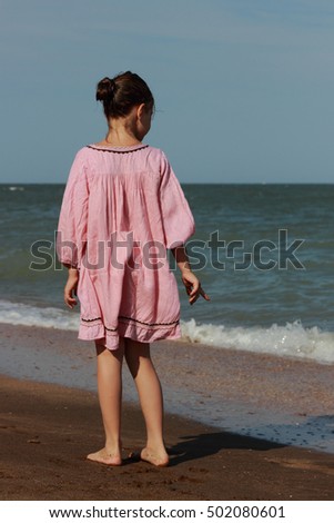Little girl over the Black Sea, East Crimea, Russia