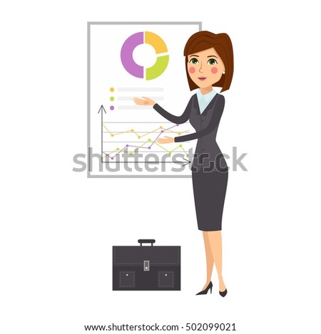 Vector business woman silhouette full length over white background