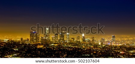 Los Angeles, USA - January 5, 2014: View of Downtown from the Hollywood Hills.