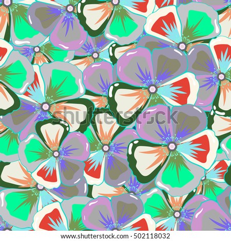 Bright hawaiian seamless pattern with abstract tropical flowers.