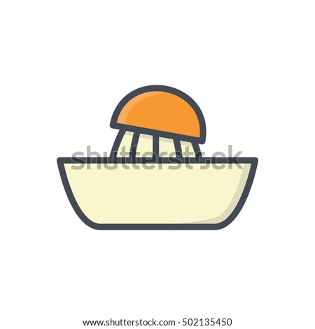 Orange Juicer Icon Food Colored Breakfast
