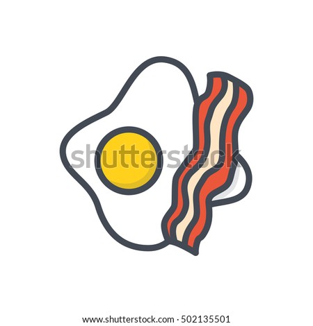 Bacon and eggs Icon Food Colored Breakfast