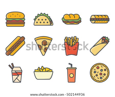 Fast Food Set icon Colored 