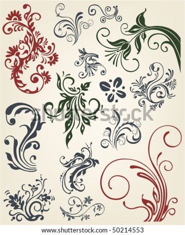 vintage decoration vector floral ornament elements