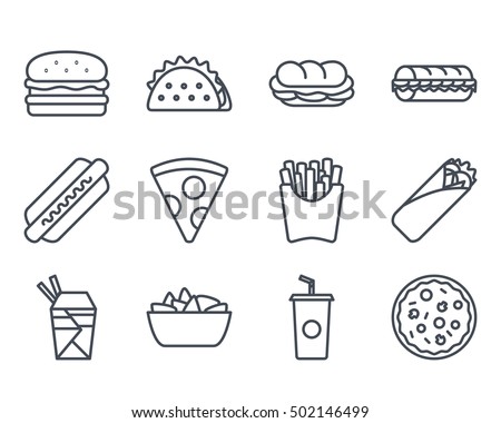 Fast Food Set Icon outllined 