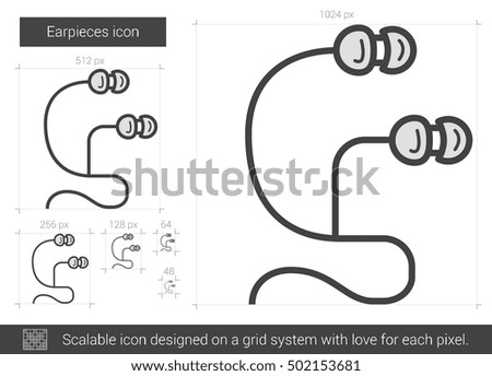 Earpieces vector line icon isolated on white background. Earpieces line icon for infographic, website or app. Scalable icon designed on a grid system.
