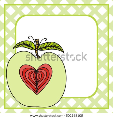 Apple with heart. Vector illustration.