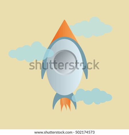Rocket and cloud yellow background