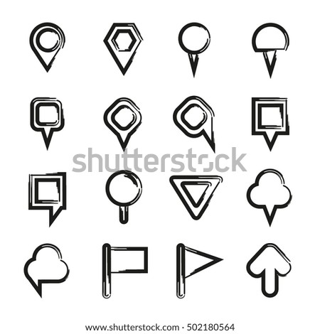 hand  drawn map pin icons