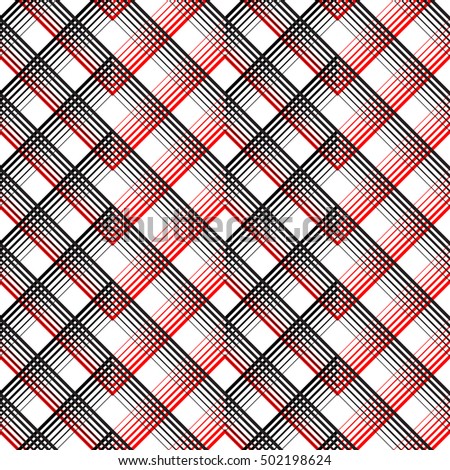 Seamless Tartan Pattern. Vector Black and Red Plaid Background. Abstract Line  Design