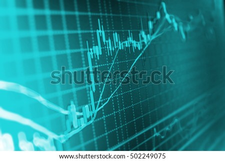 Finance concept. Stock exchange graph. Analysing stock market data on a monitor. Abstract financial background trade colorful. Price chart bars. Stock market graph on the screen. 
