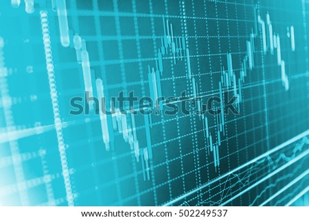 Share price candlestick chart. Stock diagram on the screen. Shallow DOF. Candle stick graph chart of stock market investment trading. Professional market analysis.