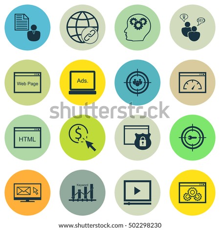 Set Of 16 Universal Editable Icons. Can Be Used For Web, Mobile And App Design. Includes Icons Such As Connectivity, Video Player, PPC And More.