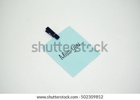 Paper sticker on a white background, isolate paper sticker miss you