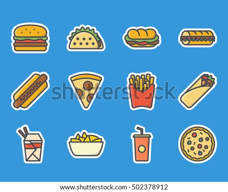 Fast Food Icon Set Stickers