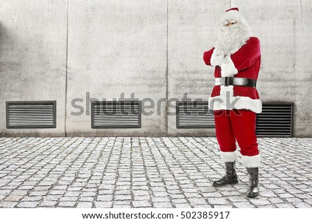 santa claus and wall of free space for your decoration 