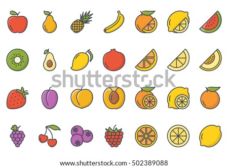 Fruits Icon Set Colored