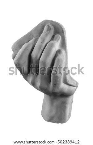 plaster limb, male hand with fingers