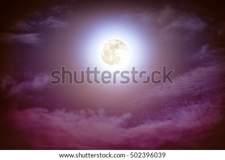 Attractive photo of background nighttime sky with cloud and bright full moon with shiny. Nightly sky with beautiful full moon. Outdoors at night. The moon were NOT furnished by NASA.