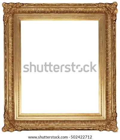 Antique Classic Golden Frame isolated on white background. High Resolution and High Quality for print.