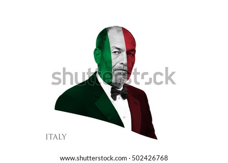 Flag of ITALY Painted on a Face of a Man